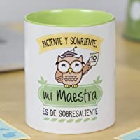 La Mente es Maravillosa - Taza frase y dibujo divertido (Paciente y sonriente- mi maestra es de sobresaliente) Regalo…